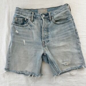 Everlane Denim‎ Shorts Distressed Raw Hem Casual Summer Light Wash Size 23